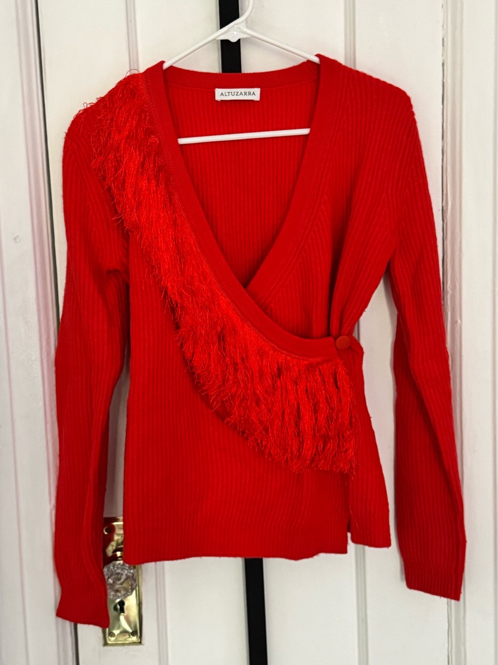Altuzarra Daumier Fringed Merino Wool Wrap Sweater